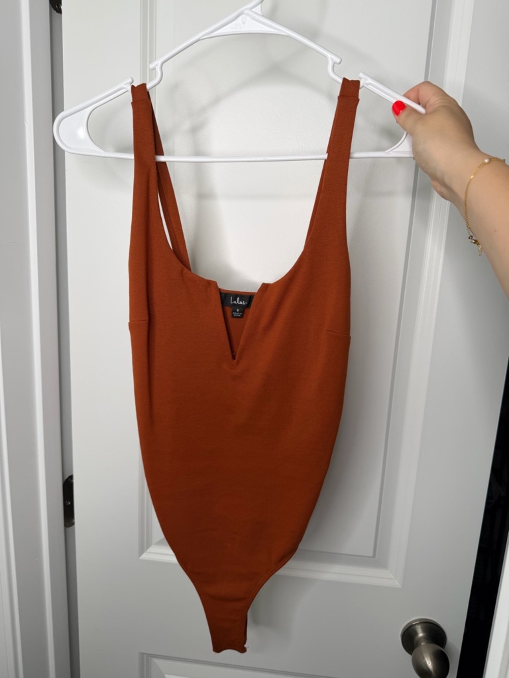 Lulu's Rust Scoop Neck Bodysuit - Sleek Women's Tank